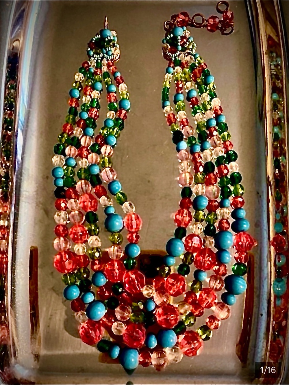 Rare Vintage statement COPPOLA e TOPPO 5 strand beaded necklace